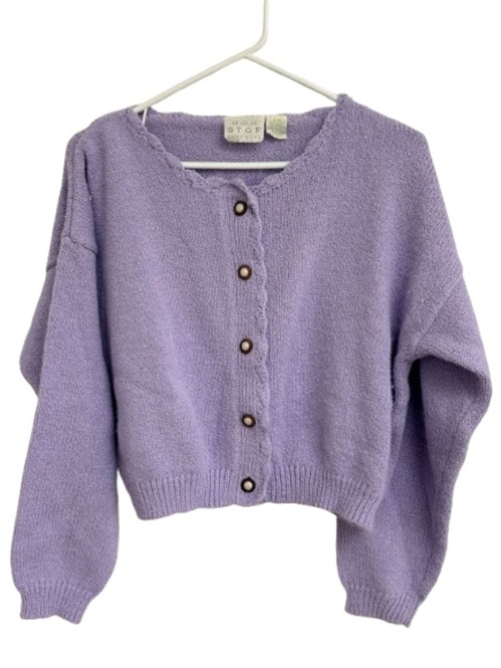 Soft Lavender Button-Front Cardigan Sweater